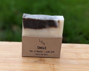 handmade shea butter soap with pine, cedarwood and clove essential oils