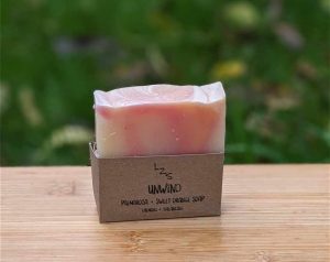 handmade shea butter soap with palmarosa and sweet orange essential oils